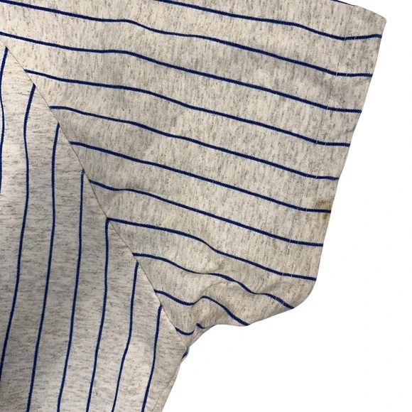 Vintage Bike Doyle Baseball Jersey Gray Blue Striped Mens Sz Large *SLEEVE STAIN - Picture 8 of 9